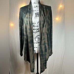 Rock & Republic Waterfall Cardigan‎ Women’s Small Olive Green & black tie dye✨